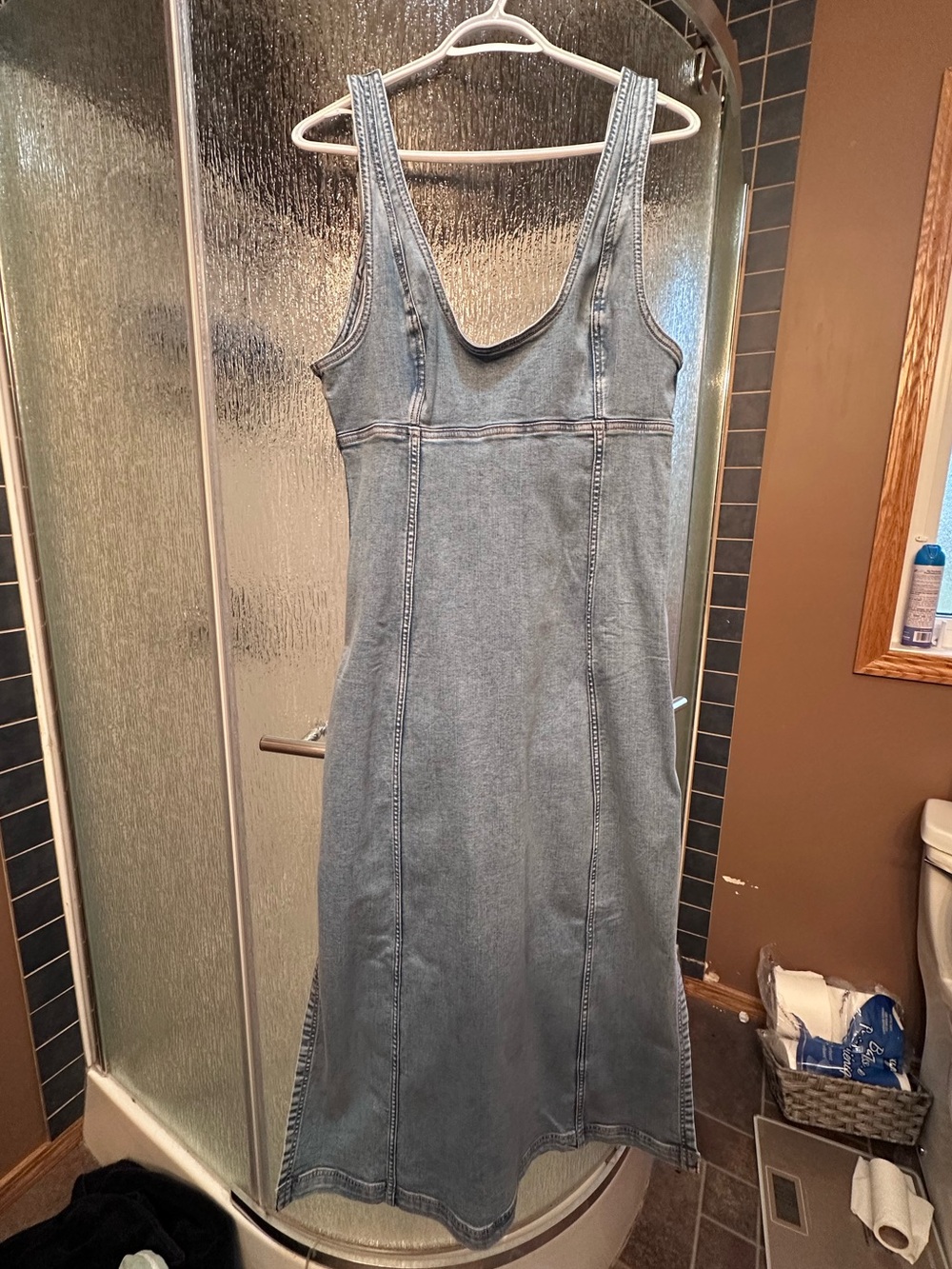 American Eagle Outfitters Denim Tank Maxi Dress - Blue